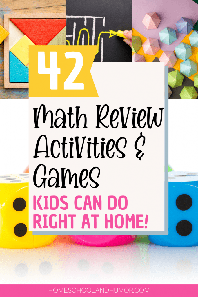 Need some extra math review activities to do in your homeschool? Here are 42 fun math review games and activities that your kids will love playing that will help reinforce important math concepts and keep math skills fresh!