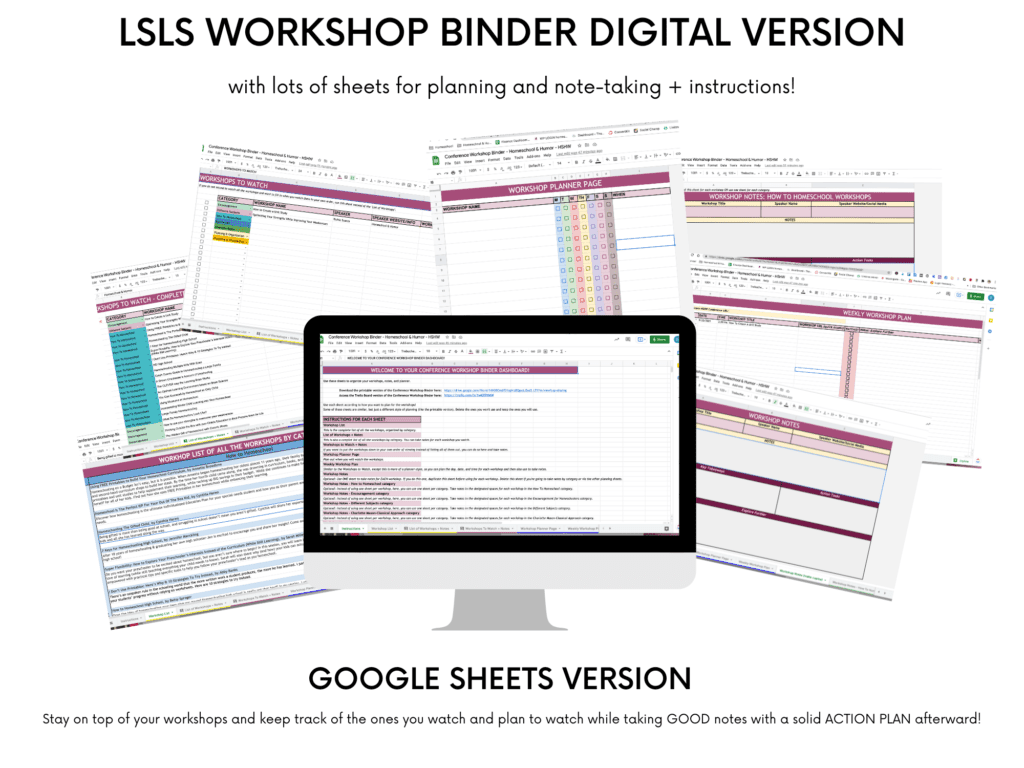 LSLS Workshop Binder Google Sheets Digital Version