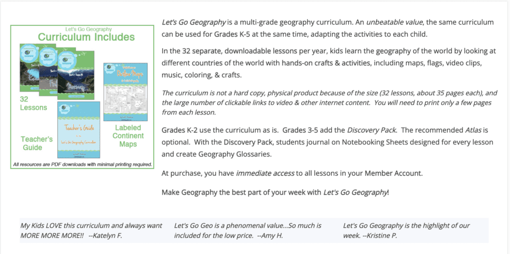 travel homeschool - let's go geography curriculum