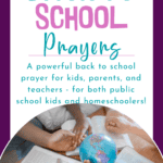 Ready to pray for your kids as they start their new homeschool year or public school year? Do you want a POWERFUL back to school prayer for your kids, teachers, and parents? There is a prayer for each personal here as they begin a new homeschool year. | back to school prayer for kids | back to school prayer for parents | back to school prayer for teachers | Back to School | Prayer | Bible | Faith | www.homeschoolandhumor.com