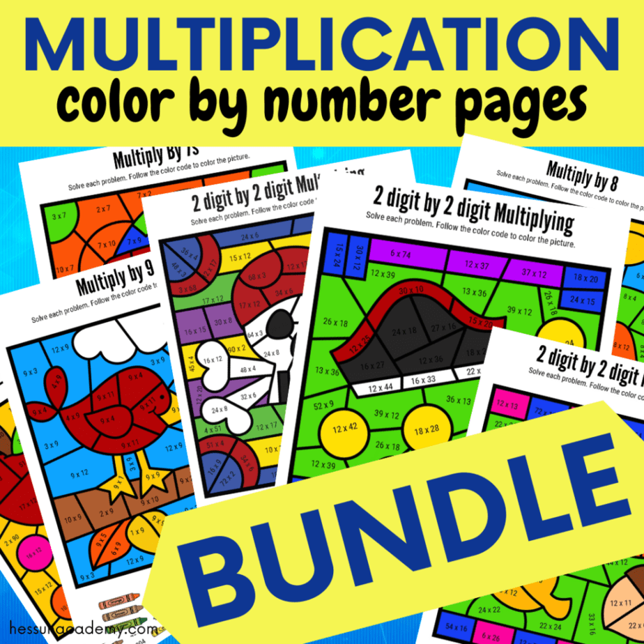Multiplication Color by Number Pages TPT Thumbnail