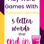 Unleash the fun of word games with these 5-letter words ending in "E"! Ignite creativity and learning with five letter words ideas perfect for kids of all ages. Dive into the world of five letter words, fostering a love for language and expanding your child's vocabulary. Engage in hours of entertainment and education with five letter words for kids that will spark their imagination. Don't miss out – grab your cheat sheet today!