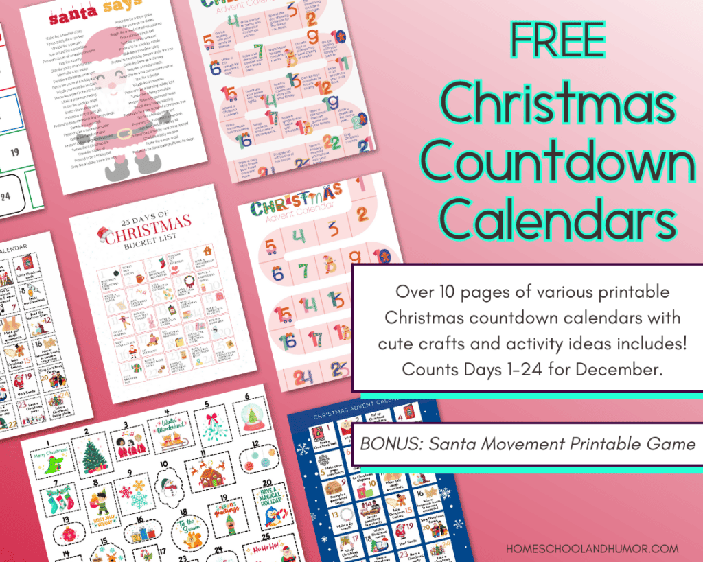 Free Crafty Printable Christmas Countdown Calendars For Kids